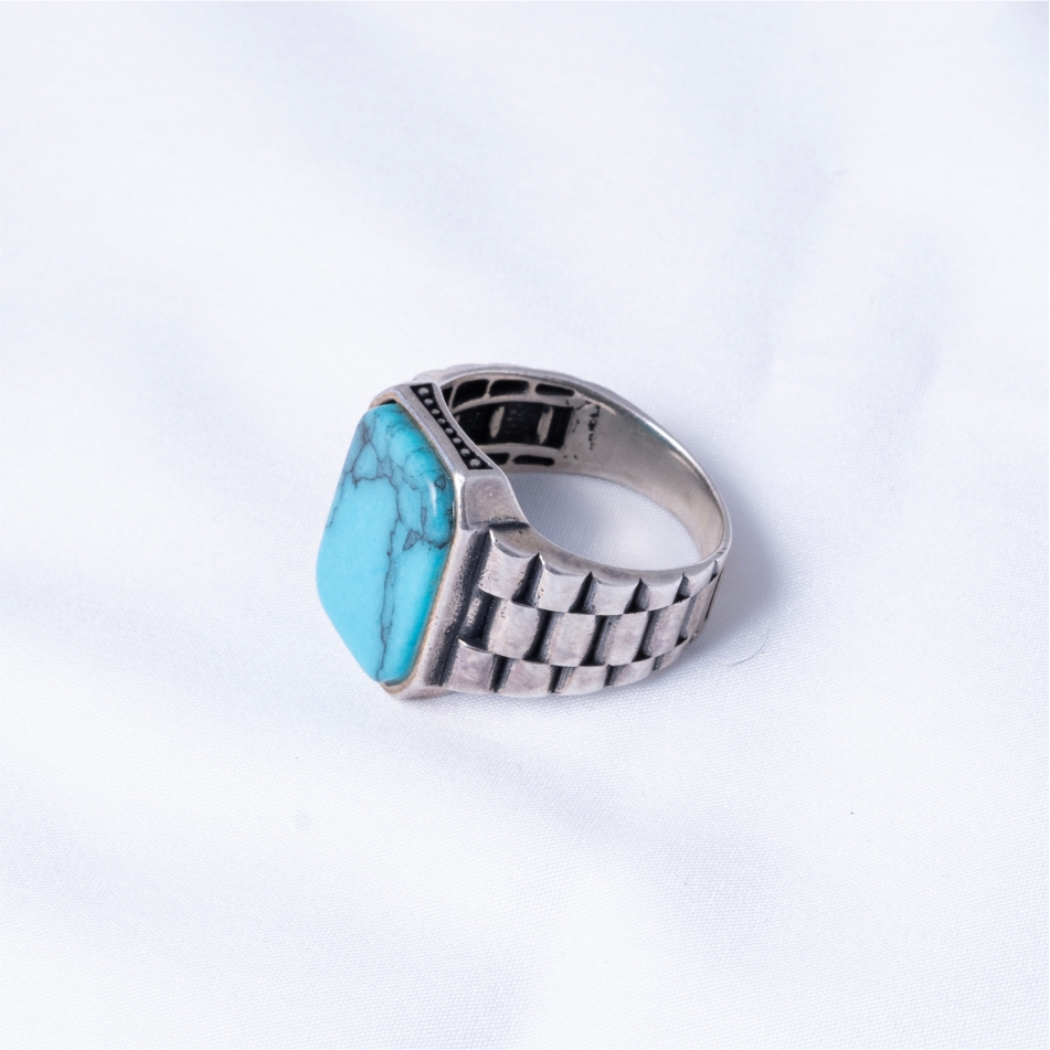 Vintage Turquoise Signet Ring - Image 4