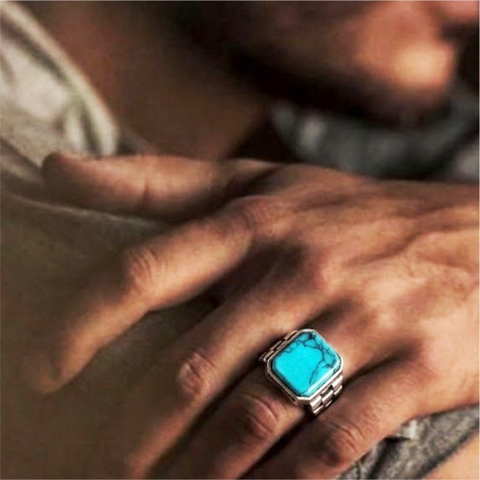 Vintage Turquoise Signet Ring - Image 2