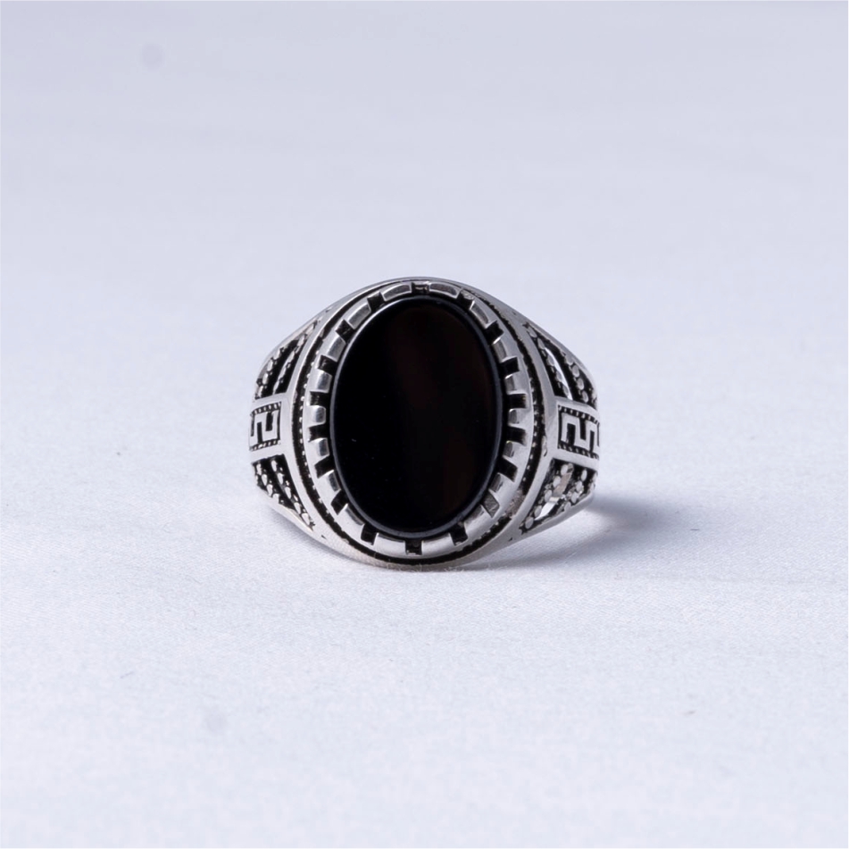 Black single stone designer ring