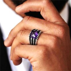 Alternative view of Blue American Cut Stone Designer ring