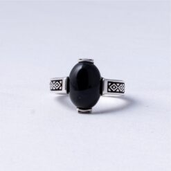 Classy Black Onyx Pattern 925 Silver Ring