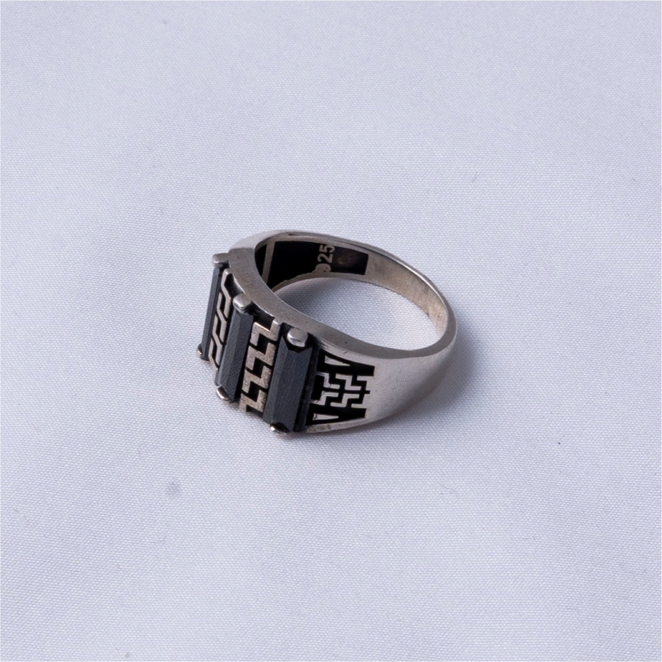 Black Stone Vintage 925 Silver Ring - Image 4