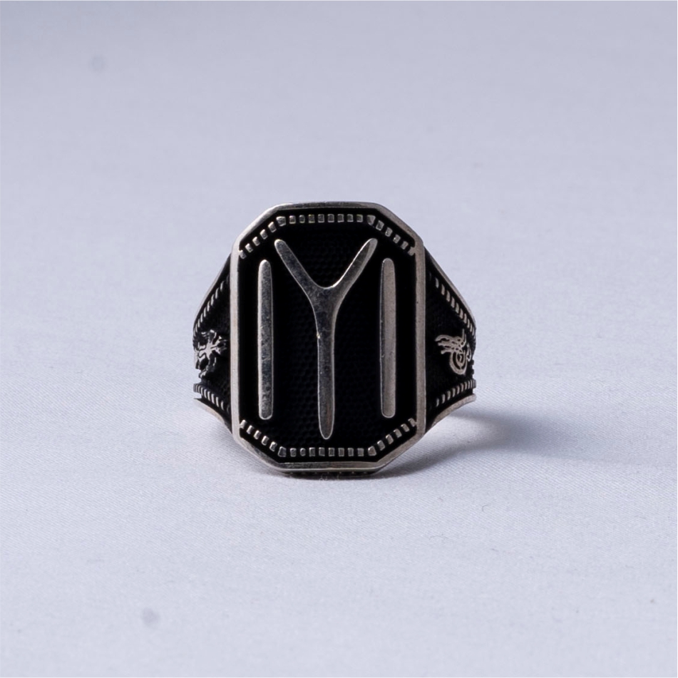 Kayi Symbol Oxidised 925 Silver Ring