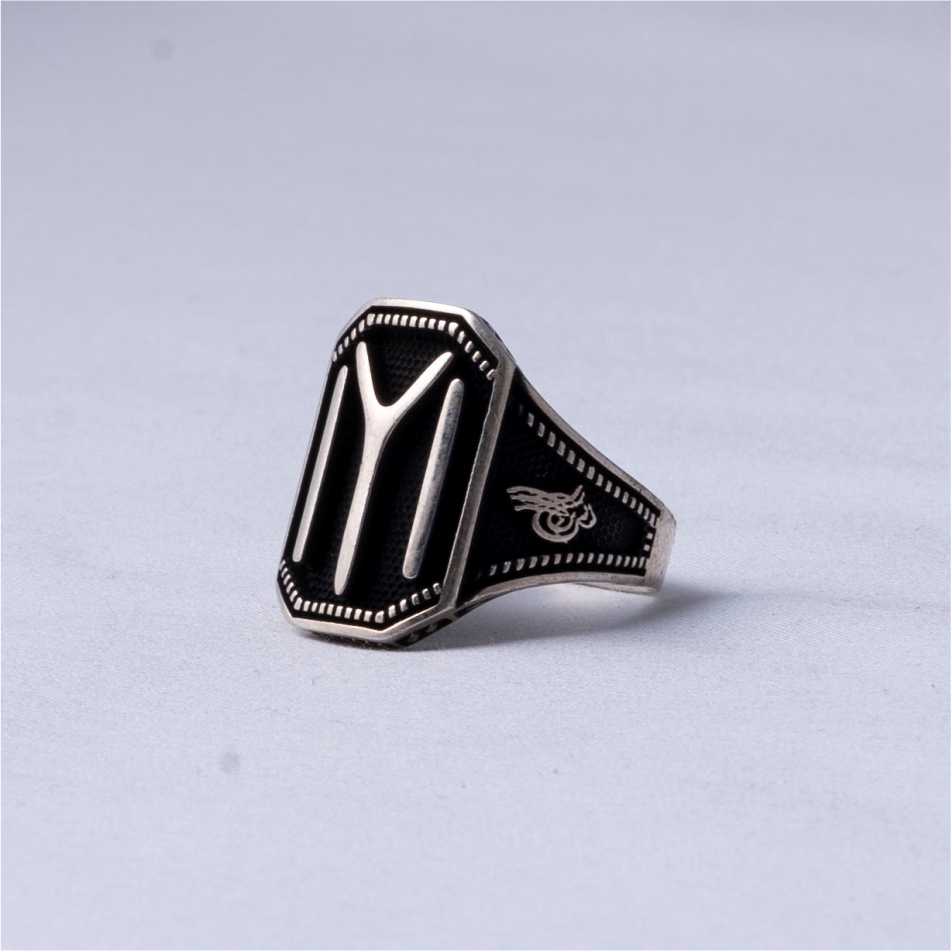 Kayi Symbol Oxidised 925 Silver Ring - Image 3