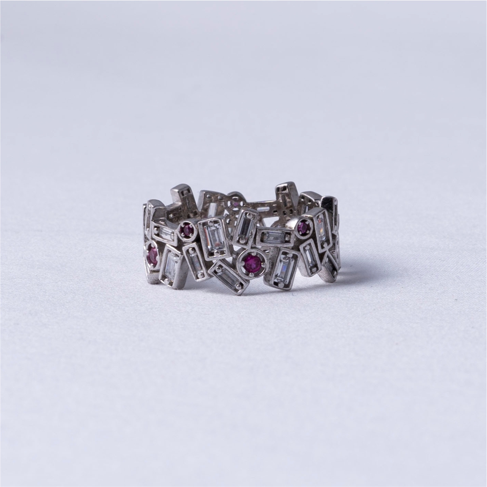 Ruby Diamond Style 925 Silver Ring
