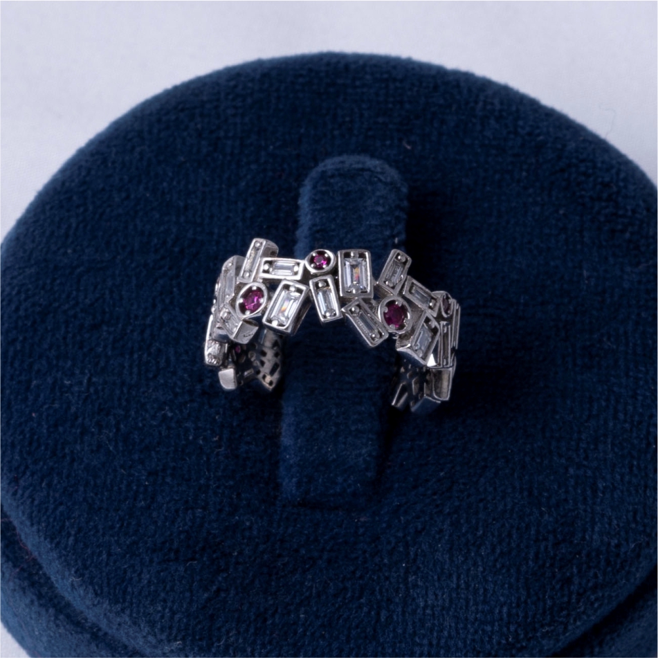 Ruby Diamond Style 925 Silver Ring - Image 3