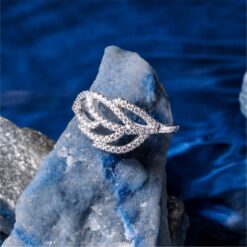 Alternative view of Leaf Design Diamond Style 925 Silver Ring