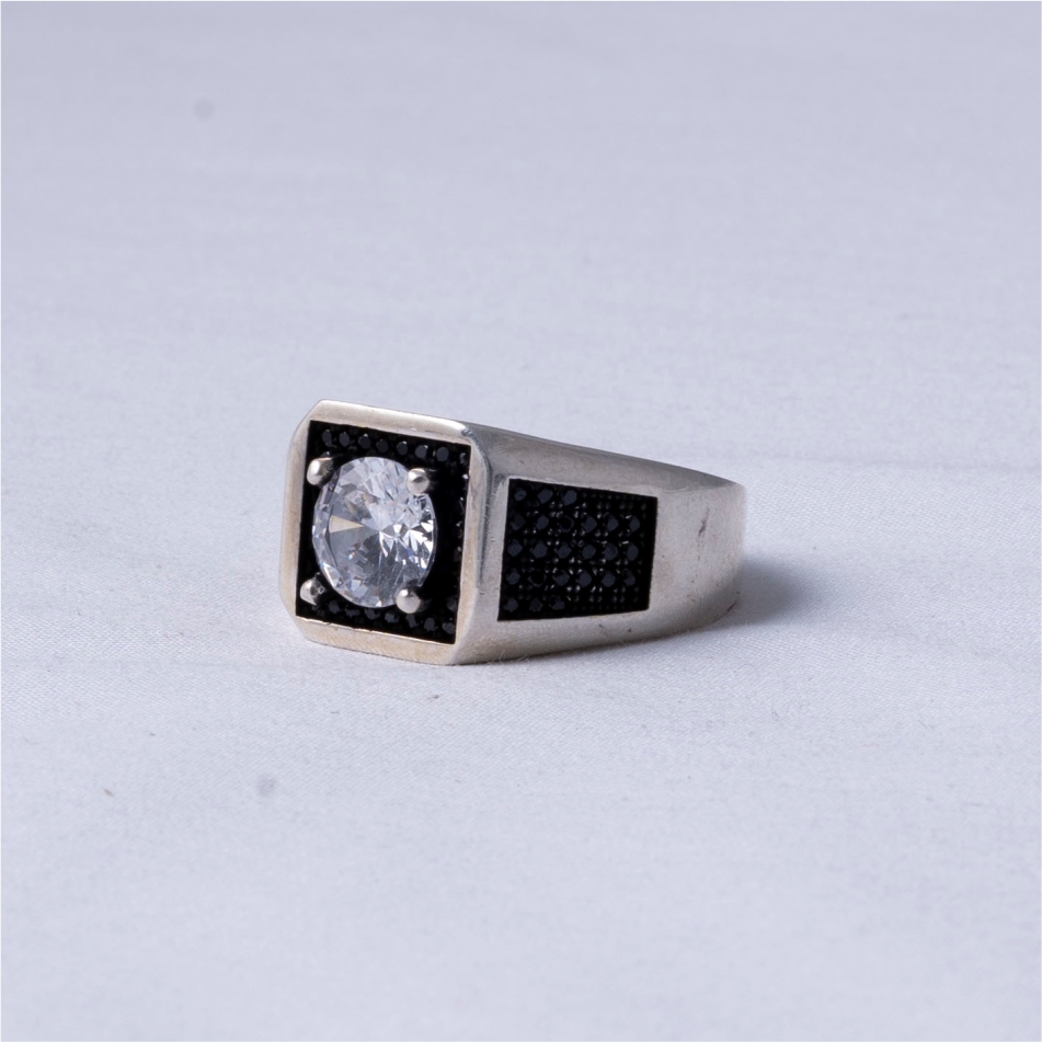 Black Diamond Style 925 Silver Ring - Image 3