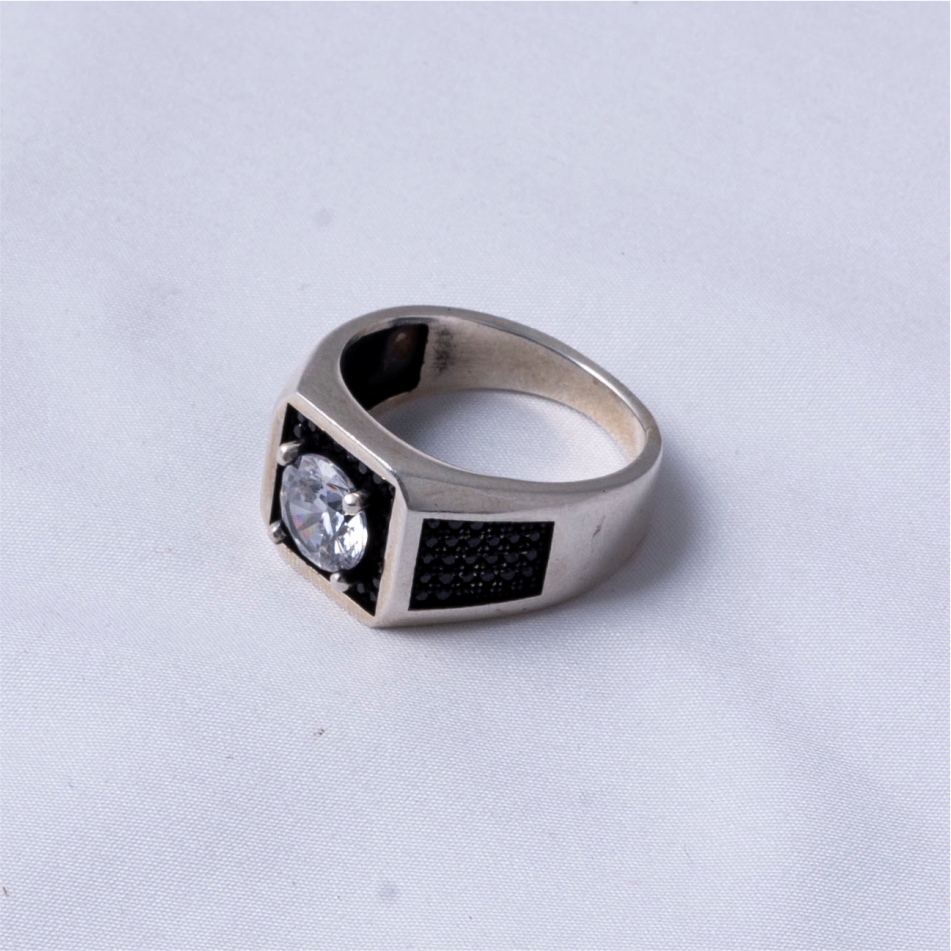 Black Diamond Style 925 Silver Ring - Image 4