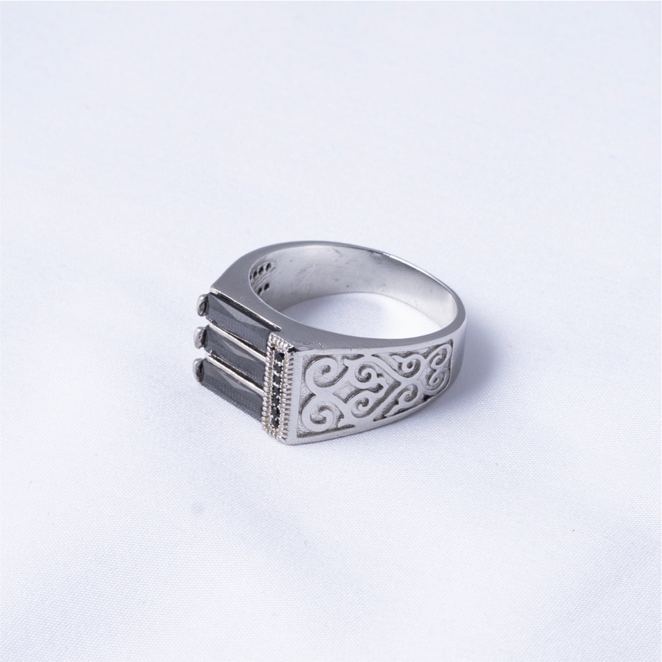 Black Stone Daily Wear 925 Silver Ring - Image 4