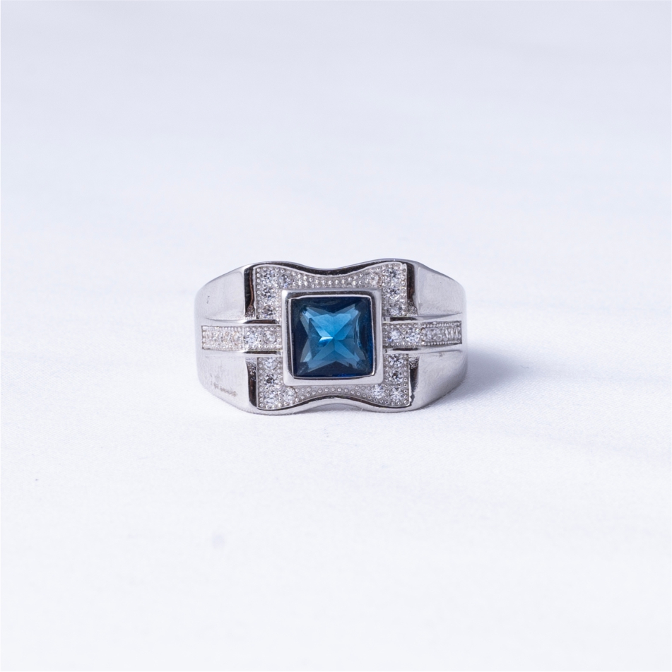 Blue Stone Diamond Style 925 Silver Ring