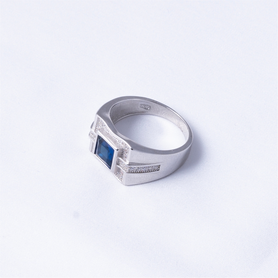 Blue Stone Diamond Style 925 Silver Ring - Image 4