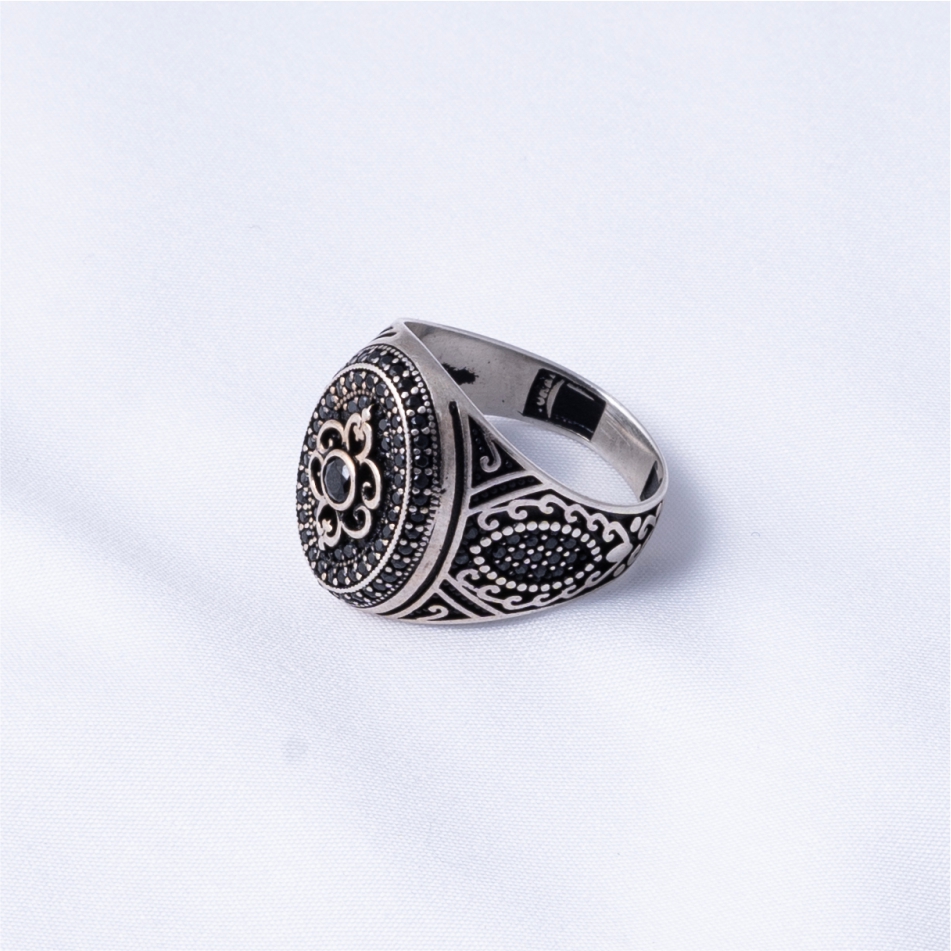 Black Stone Turkish 925 Silver Ring - Image 4