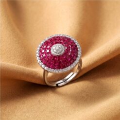 Alternative view of Pink CZ Diamond Style 925 Silver Ring