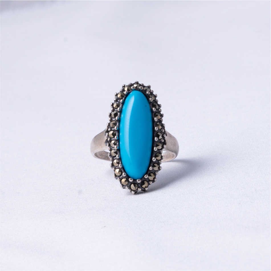 Natural Firoza Stone 925 Silver Ring