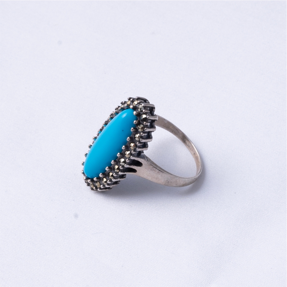 Natural Firoza Stone 925 Silver Ring - Image 3