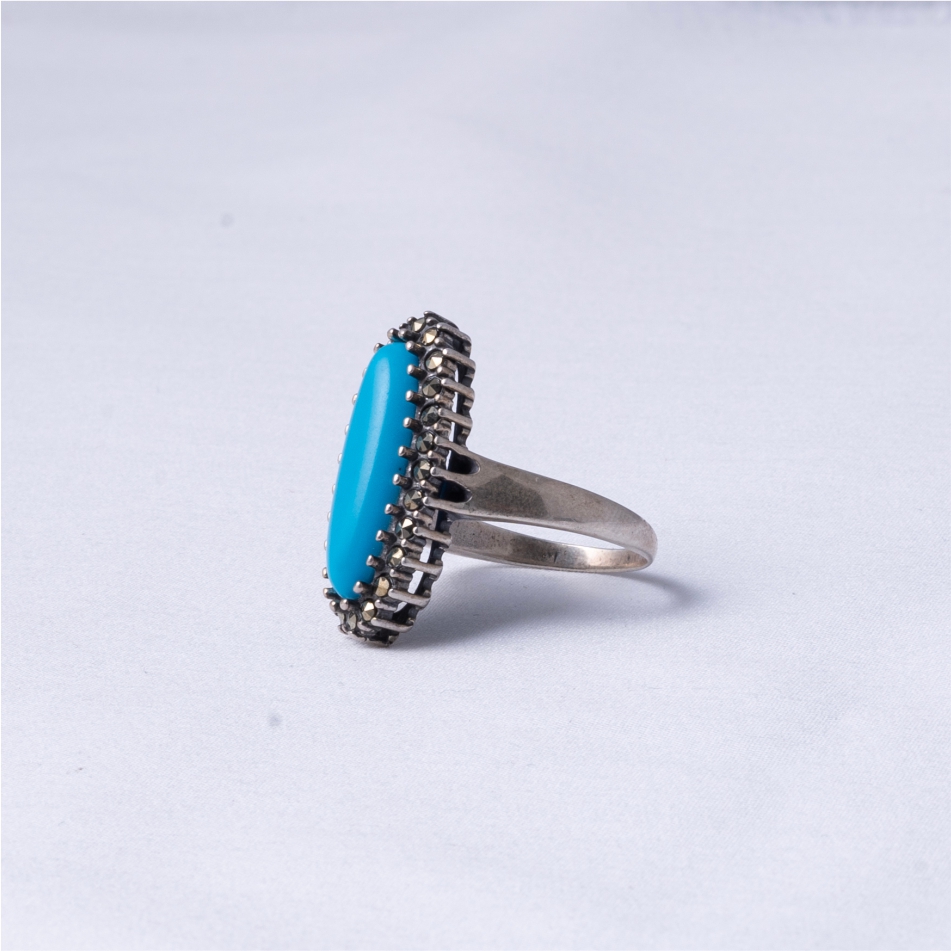 Natural Firoza Stone 925 Silver Ring - Image 4