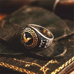 Alternative view of Eagle Design Oxidised 925 Silver Ring