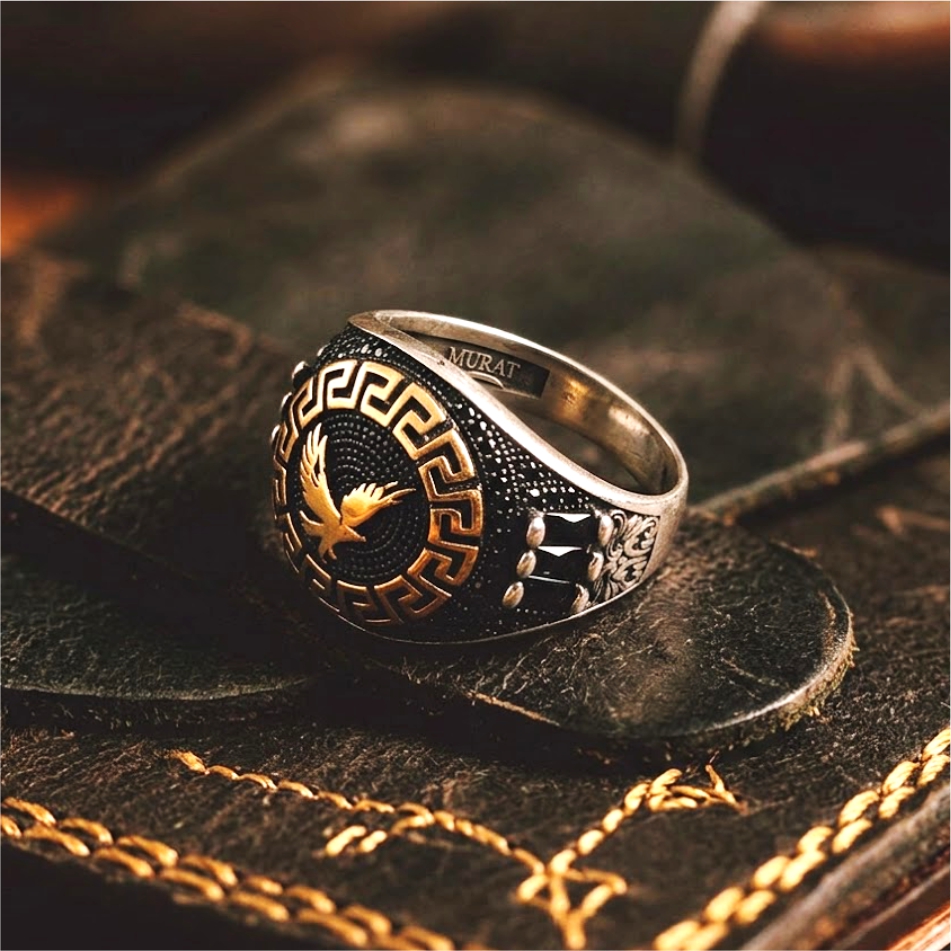 Eagle Design Oxidised 925 Silver Ring - Image 2