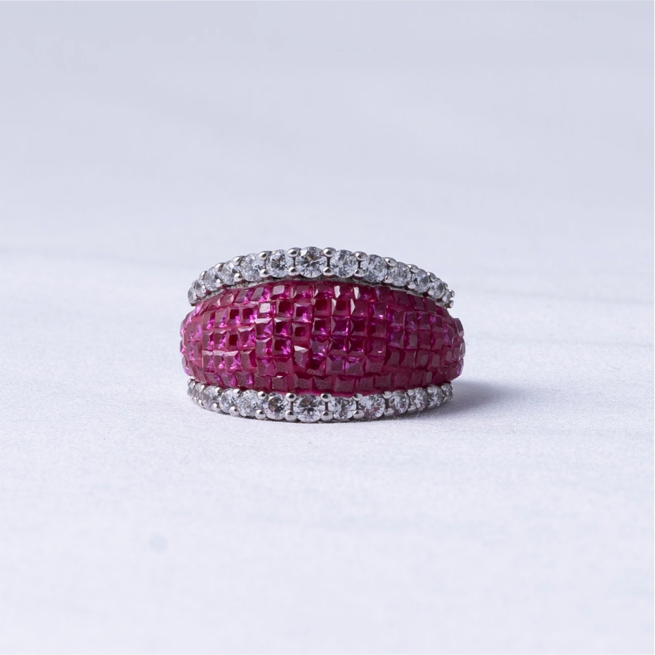 Pink Forever CZ 925 Silver Ring