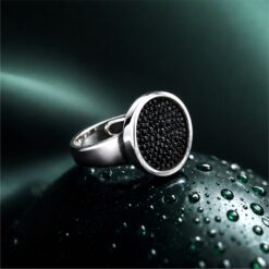 Alternative view of Black CZ Stone 925 Silver Ring