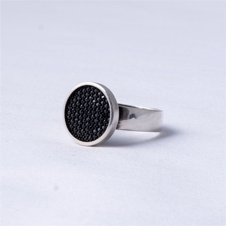 Black CZ Stone 925 Silver Ring - Image 3