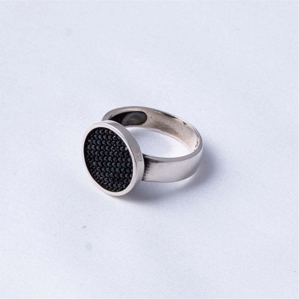 Black CZ Stone 925 Silver Ring - Image 4