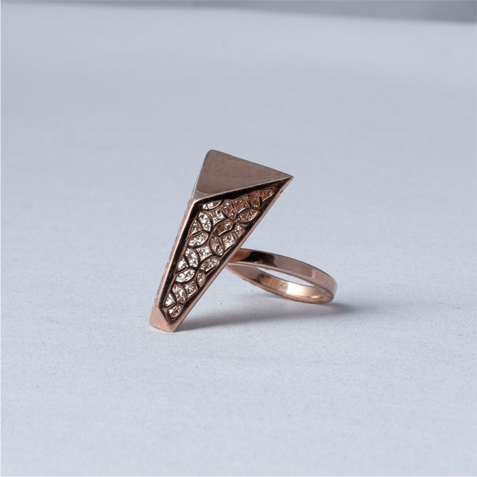 Rose Gold Geometric 925 Silver Ring - Image 3