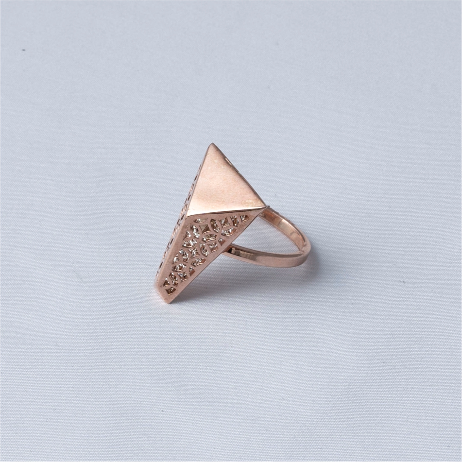 Rose Gold Geometric 925 Silver Ring - Image 4