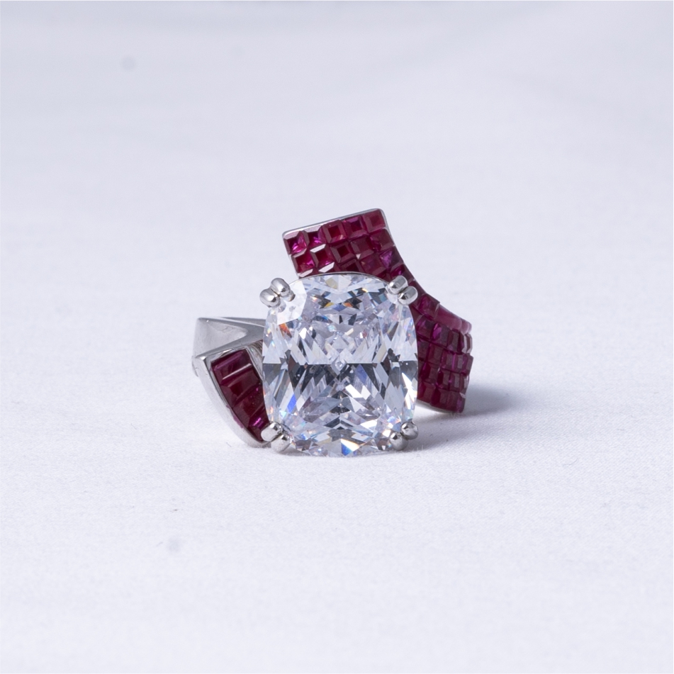Ruby CZ Designer 925 Silver Ring