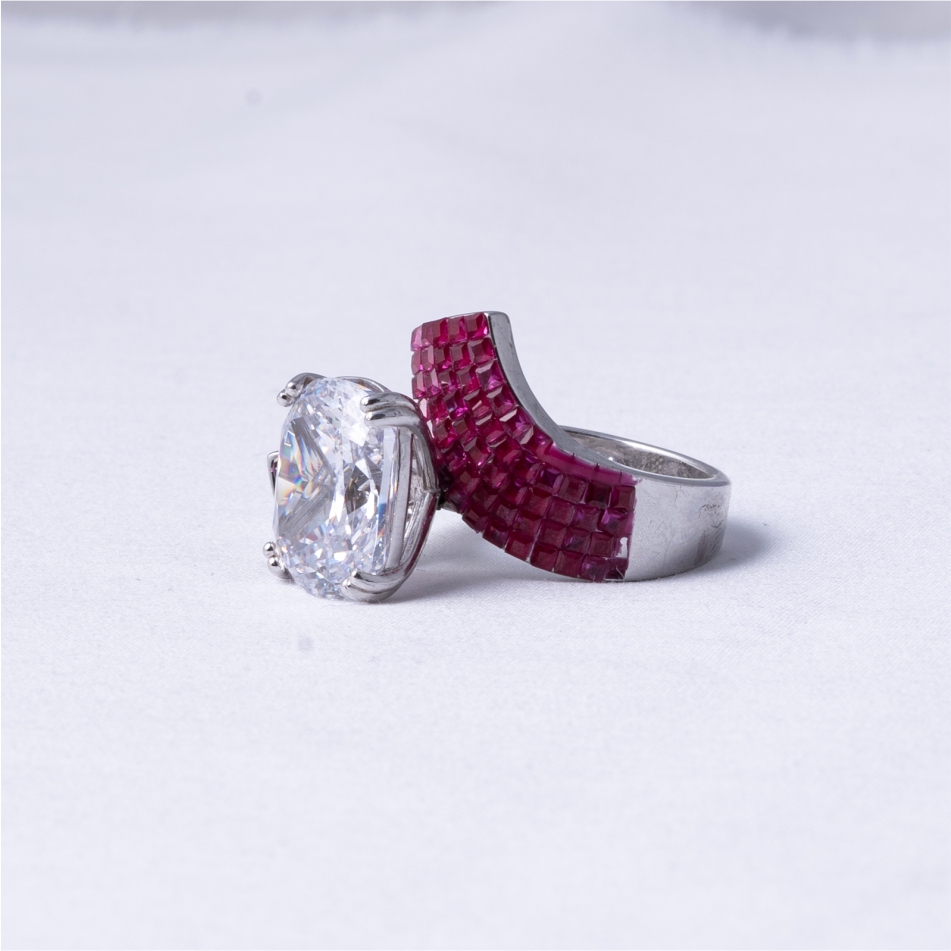 Ruby CZ Designer 925 Silver Ring - Image 3