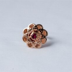 Floral Ruby Rose Gold 925 Silver Ring