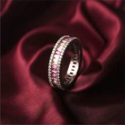 Alternative view of Rainbow Stone 925 Silver Band Ring