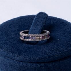 Rainbow Stone 925 Silver Band Ring