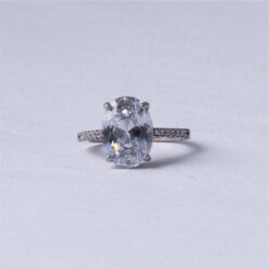 Oval Solitaire CZ 925 Silver Ring
