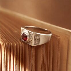 Alternative view of Ruby Red Stone CZ 925 Silver Ring
