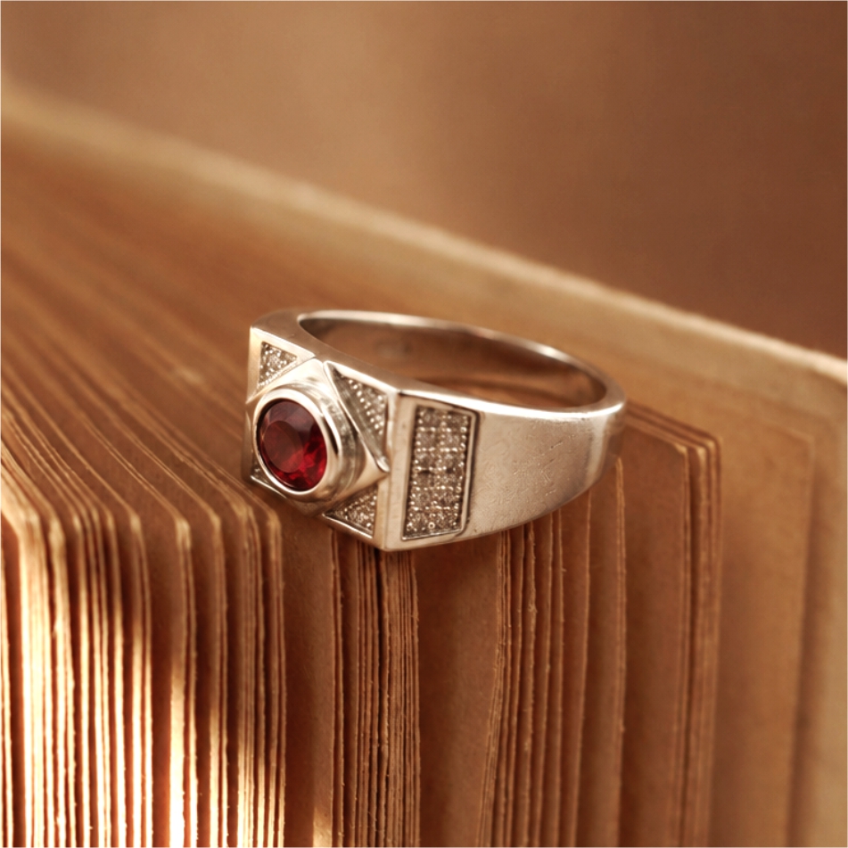 Ruby Red Stone CZ 925 Silver Ring - Image 2