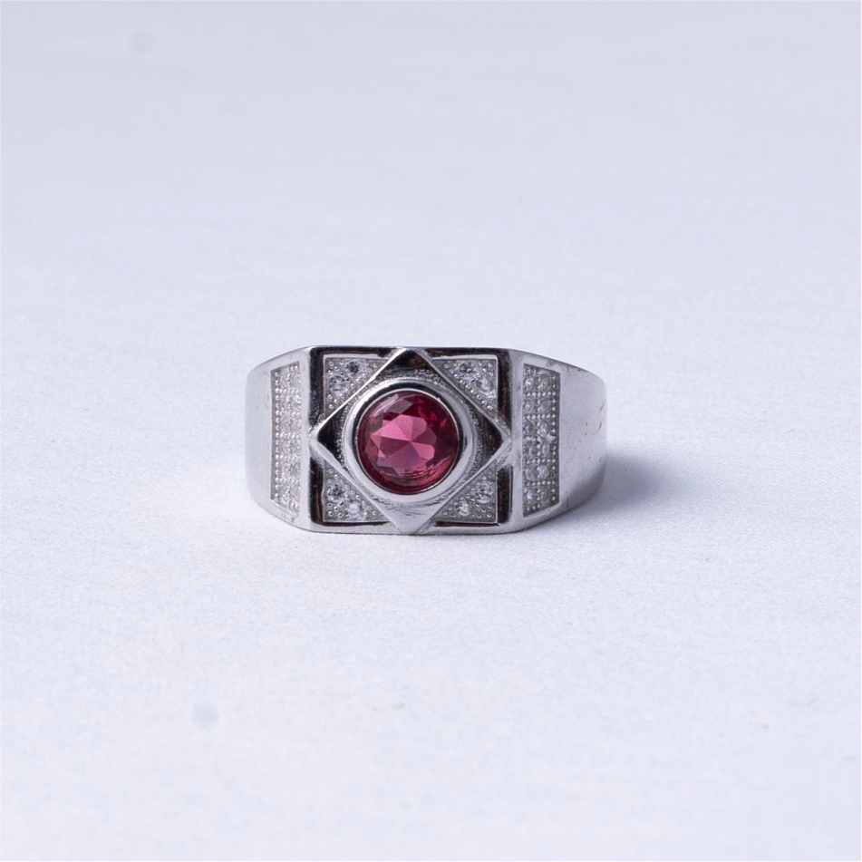 Ruby Red Stone CZ 925 Silver Ring