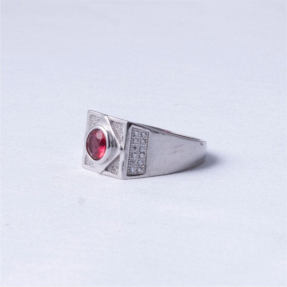 Ruby Red Stone CZ 925 Silver Ring - Image 3