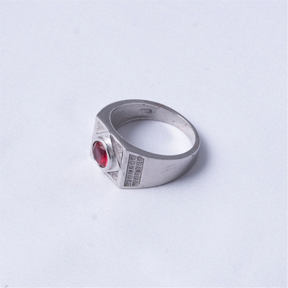 Ruby Red Stone CZ 925 Silver Ring - Image 4