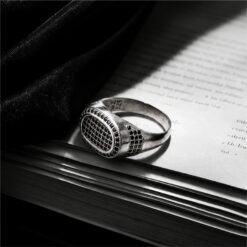 Alternative view of Black CZ Oval 925 Silver Ring