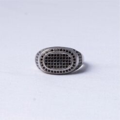 Black CZ Oval 925 Silver Ring
