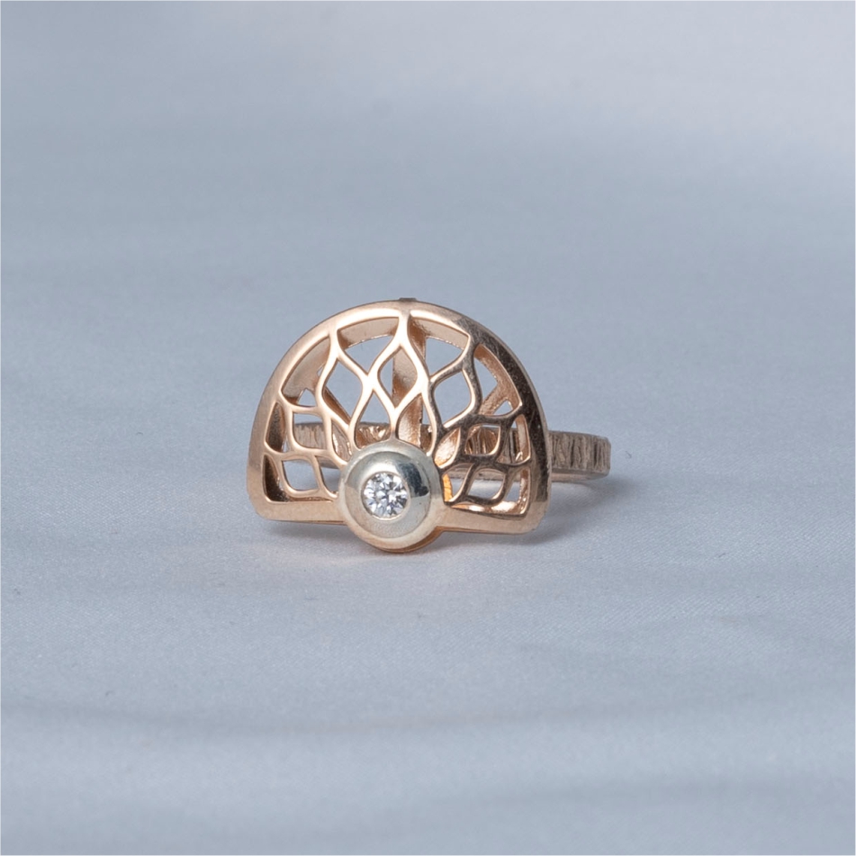 Rose Gold Filigree CZ 925 Silver Ring