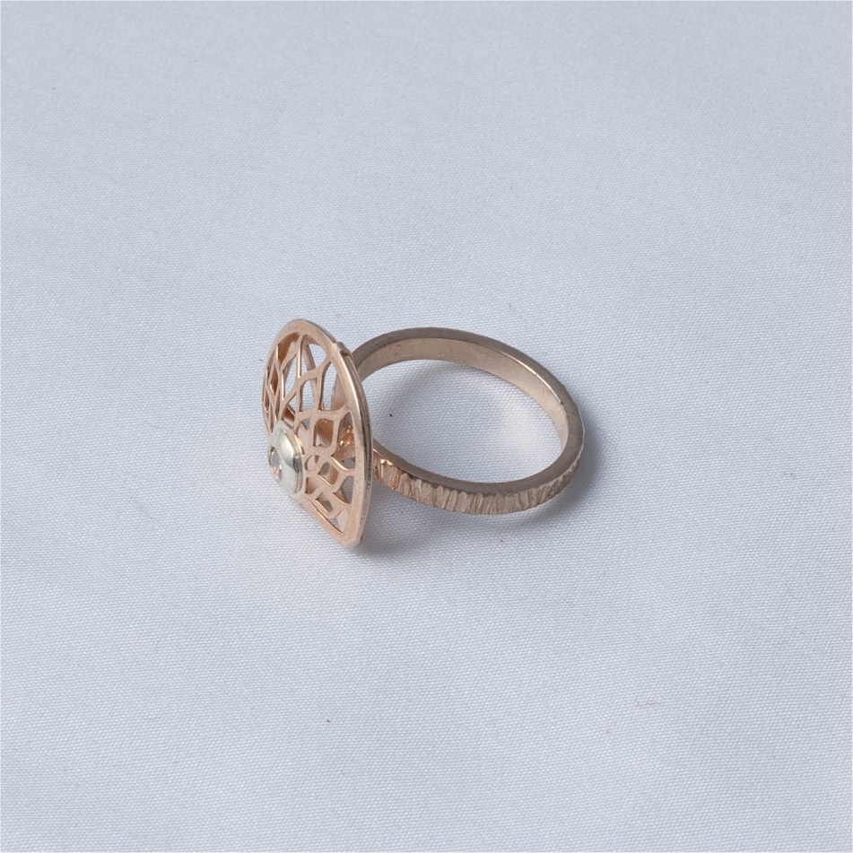 Rose Gold Filigree CZ 925 Silver Ring - Image 4