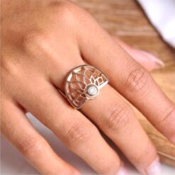 Alternative view of Rose Gold Filigree CZ 925 Silver Ring