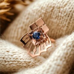 Alternative view of Rose Gold Blue Stone Designer 925 Silver Ring