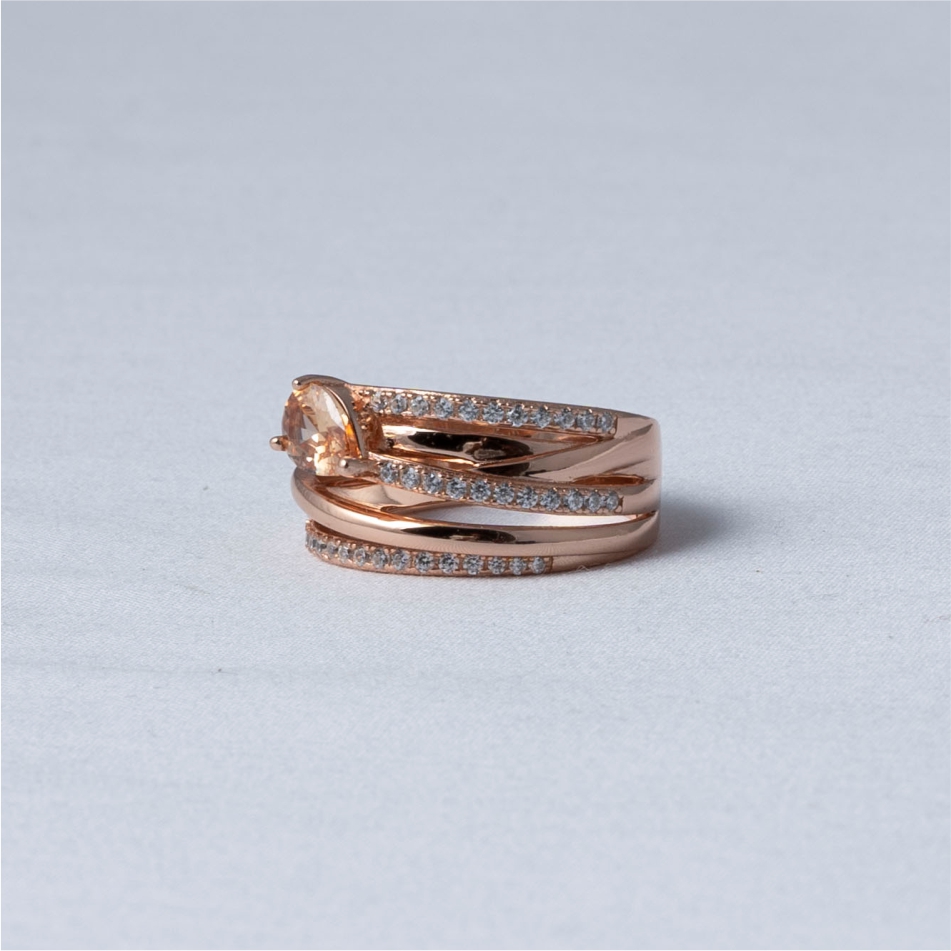 Rose Gold Pear Stone Wrap 925 Silver Ring - Image 3