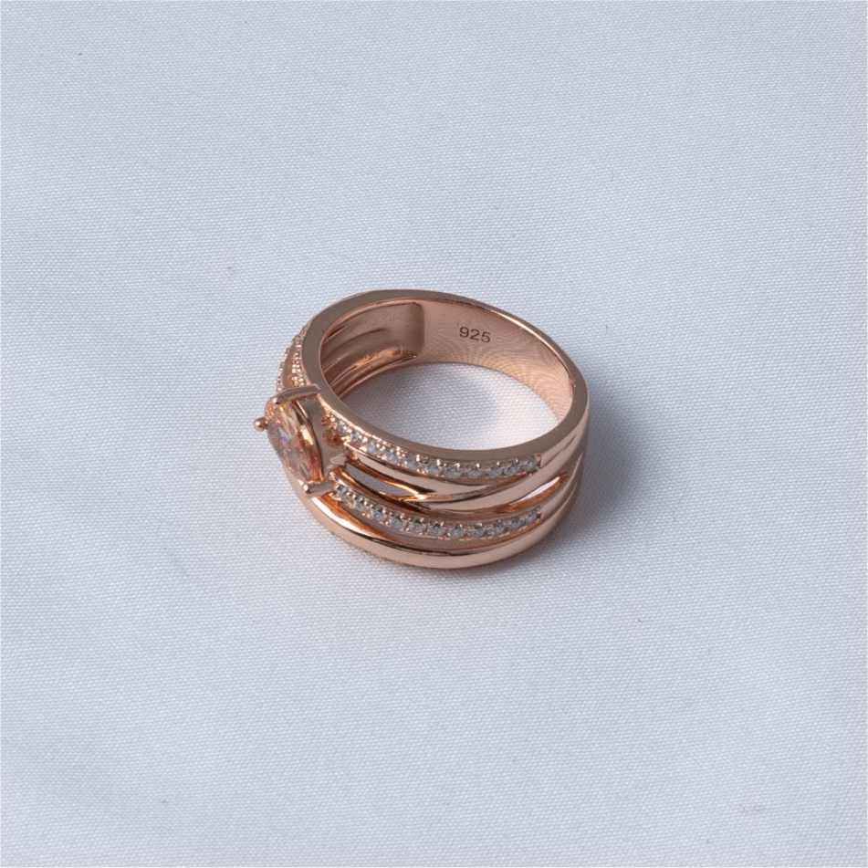Rose Gold Pear Stone Wrap 925 Silver Ring - Image 4