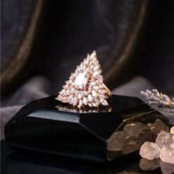 Alternative view of Rose Gold Floral CZ 925 Silver Ring