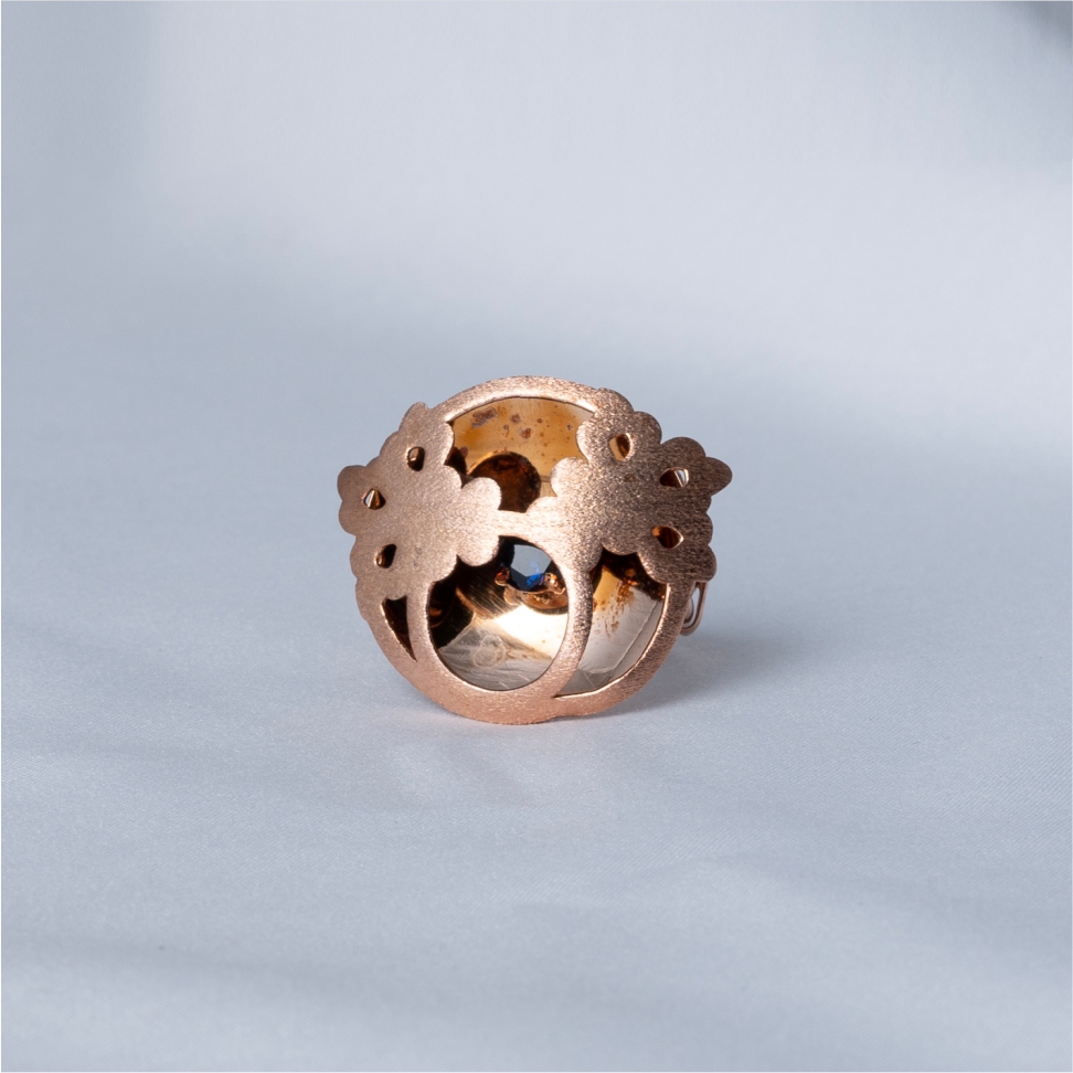 Rose Gold Floral Cutwork 925 Silver Ring